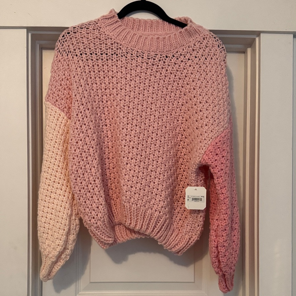 Pink and Cream Women's Sweater